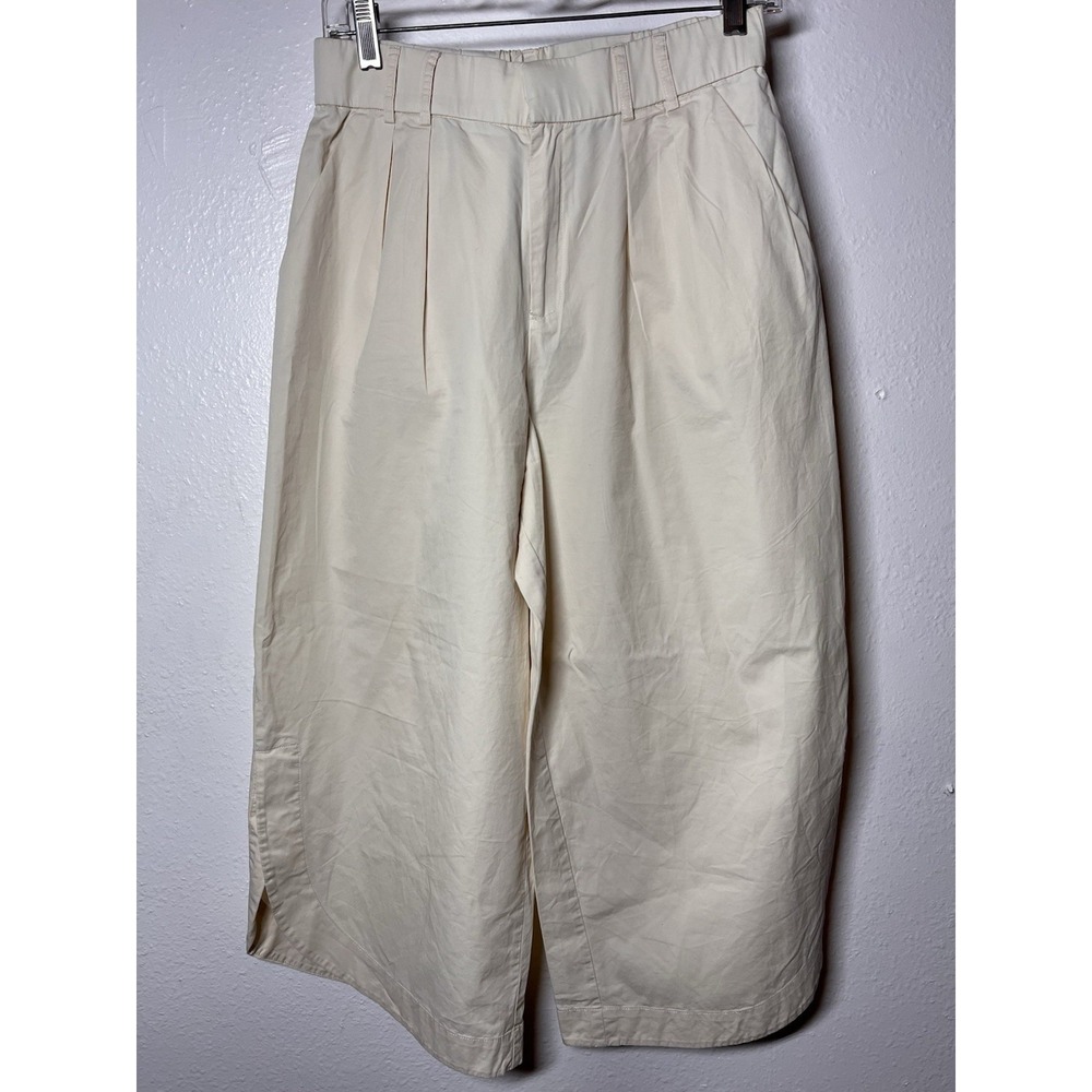 Anthropologie Cream Cropped Wide-Leg Pants